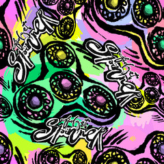 Fidget spinner seamless hand drawn seamless pattern