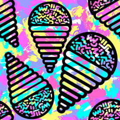 Ice cream geometrical  seamless pattern.