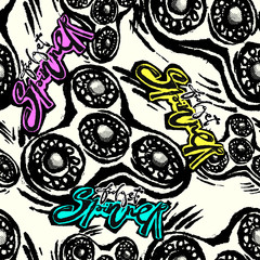 Fidget spinner seamless hand drawn seamless pattern