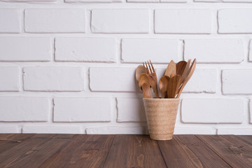 Obraz na płótnie Canvas Wooden kitchen utensil