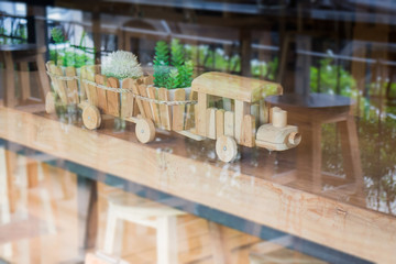 Wooden toy decorated on table