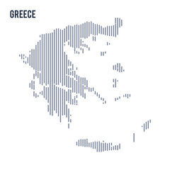 Vector abstract hatched map of Greece with vertical lines isolated on a white background.