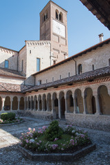 Abbey of Follina. Cloister and works of art.