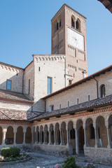 Fototapeta premium Abbey of Follina. Cloister and works of art.