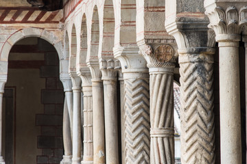 Abbey of Follina. Cloister and works of art.