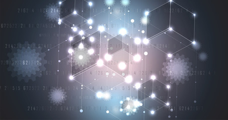 Neural network concept. Connected cells with links. High technology process. Abstract background