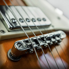 Rock guitar. Close-up view part of guitar, very popular musical