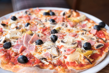 Close up of Pizza on the table.