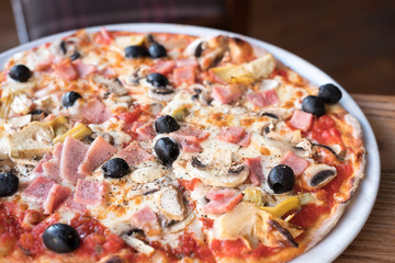 Close up of Pizza on the table.