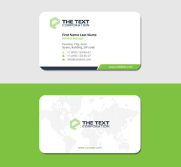 white and green business card with land map