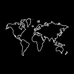 World map   the white path icon .