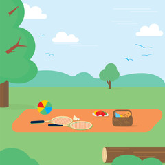 Happy Weekend, Party, Picnic, Food, summer. Vector illustration