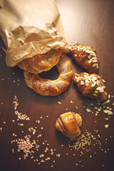 Croissant ,Pretzel,Bun with poppy seeds ,baking