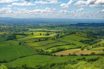 Overlook of the Vale of York from Sutton Bank in the Hambleton Hills near Thirsk, North Yorkshire, England - 163366029