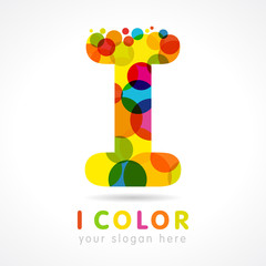 Colored I letter circle bubbles logo. Creative identity business 