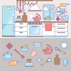 kitchen and cooking infographic elements including icons