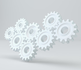 Gears on the gray background. 3d rendering.