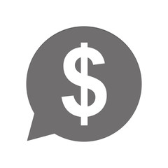 Graue Sprechblase rund - Dollar Währung