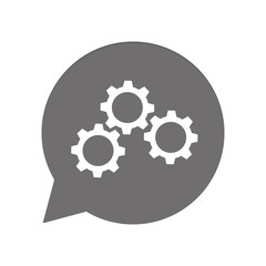Graue Sprechblase rund - Zahnräder