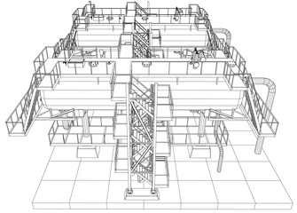 Oil and Gas industrial equipment vector illustration.