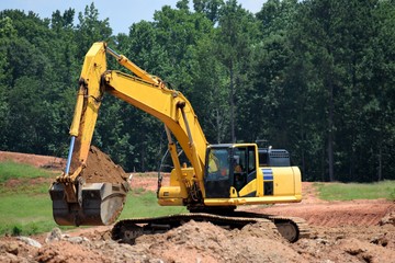 Backhoe at constructions site Georgia, USA