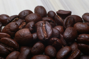The Roasted coffee beans image closeup