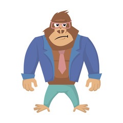 Obraz premium Annoyed gorilla. Vector illustration of business Gorilla Cartoon.