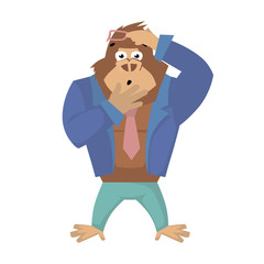 Surprised gorilla. Vector illustration of business Gorilla Cartoon.