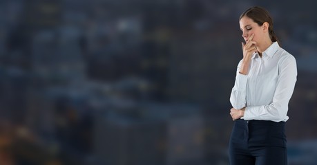 businesswoman in cityscape