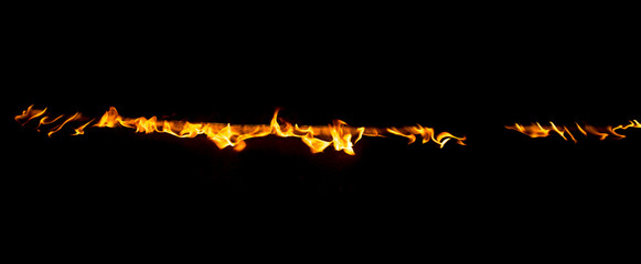 Strip of fire on a black background