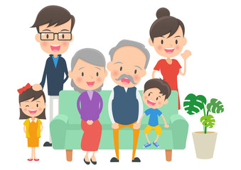 リビングに集まる三世代家族