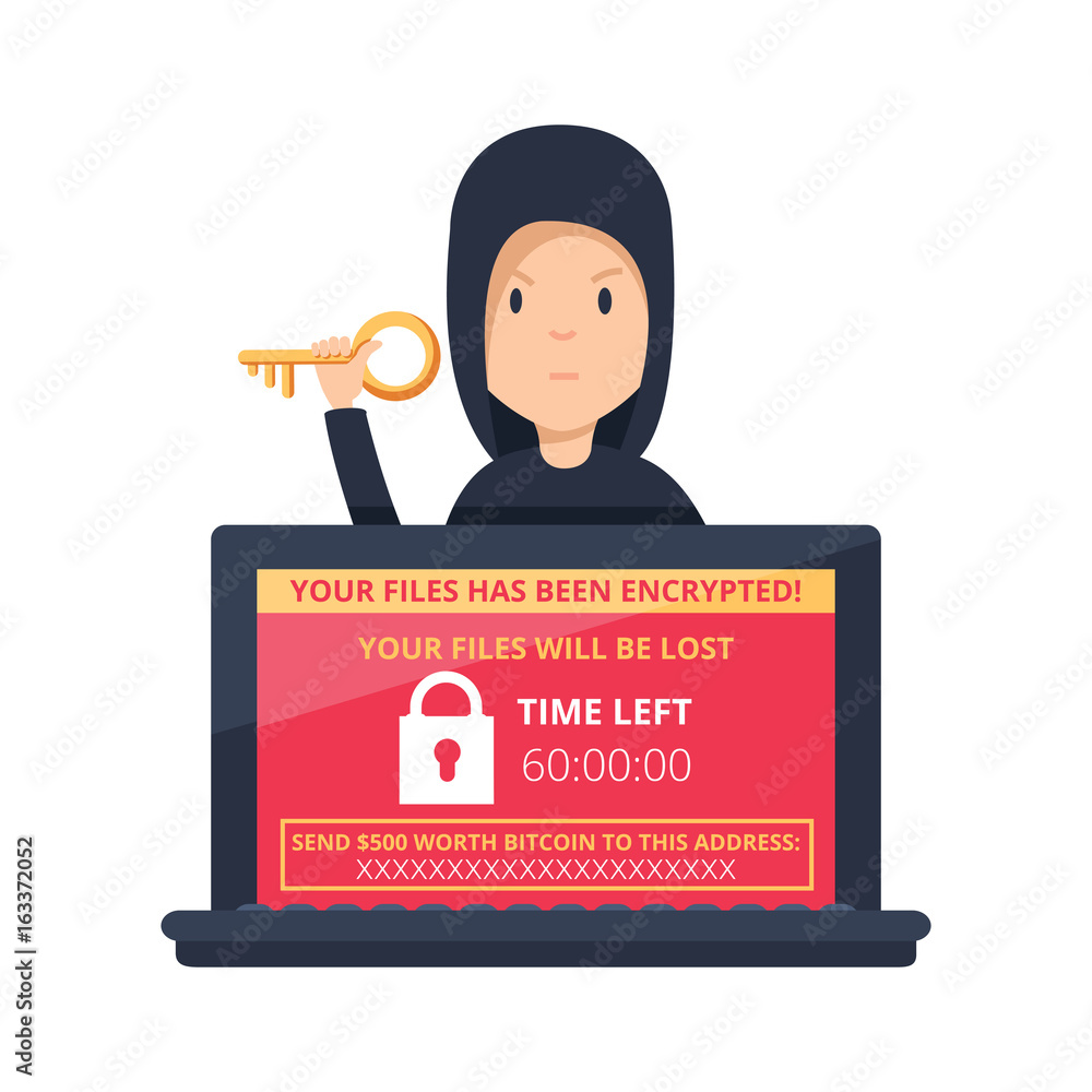 Poster ransomware malware wannacry risk symbol hacker cyber attack concept computer virus notpetya infectio