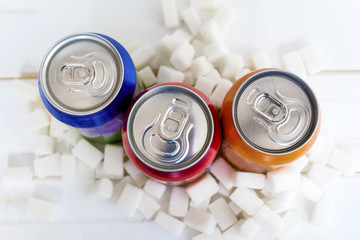 Unhealthy drinks concept - too much sugar in carbonated drinks.Diet and sweet addiction concept