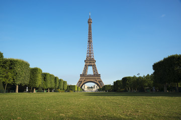 Eiffel tower on blue sky background