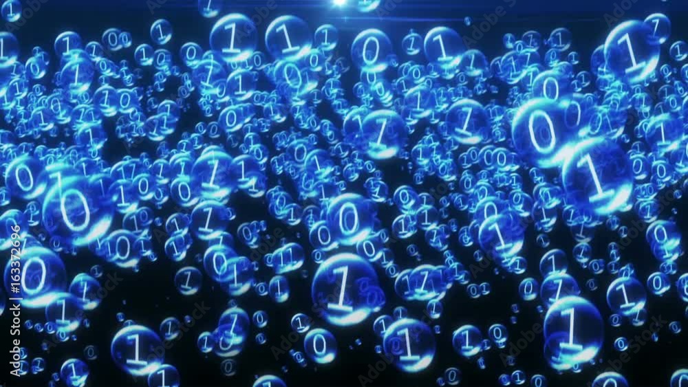 Poster the binary code inside the bubbles rises