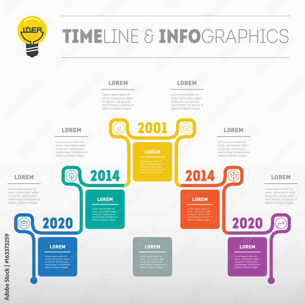 Poster business presentation or timeline concept with 5 options. web template of a info chart or diagram. v