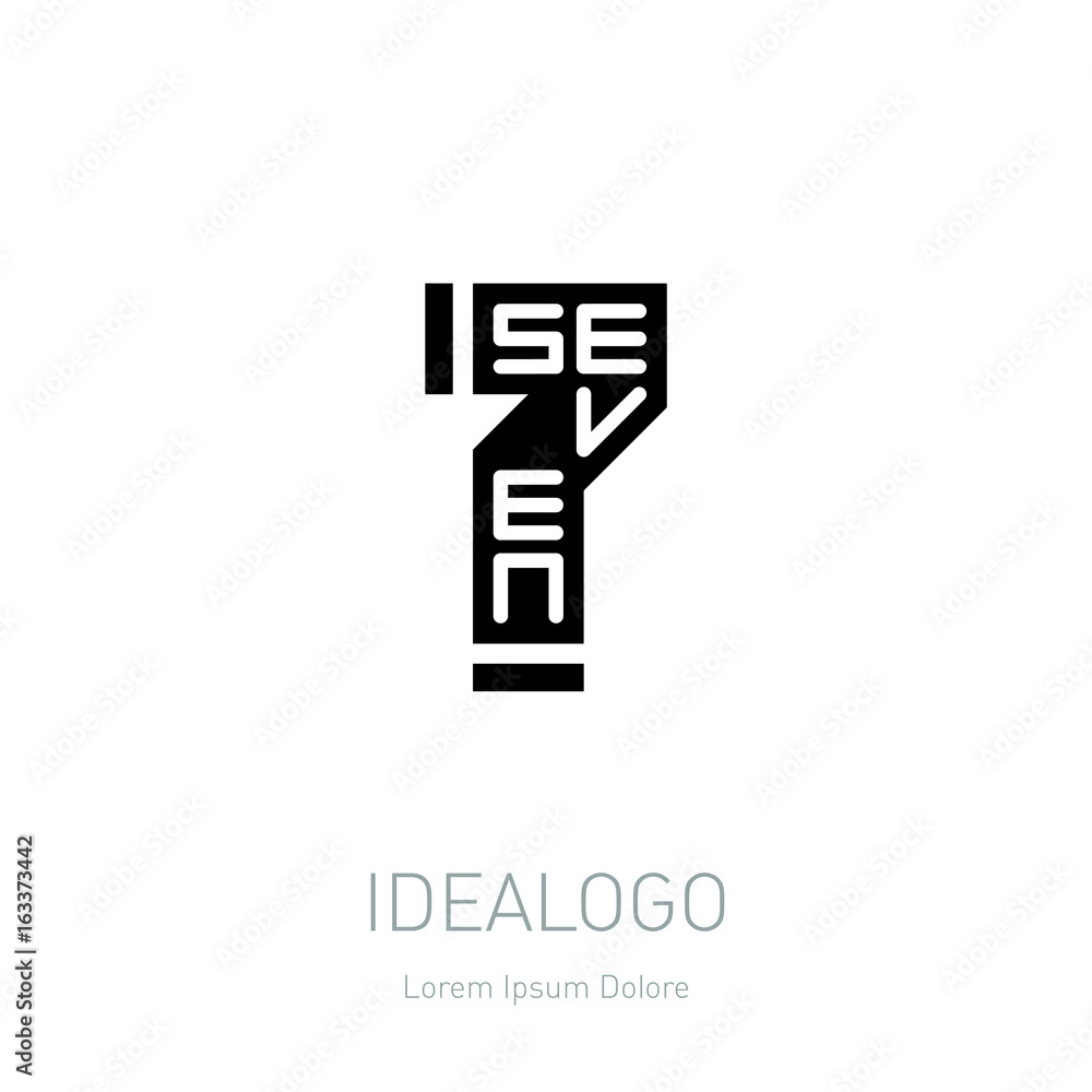 Poster number 7 logo. vector sign number seven. logotype, lettering or design element with number 7.