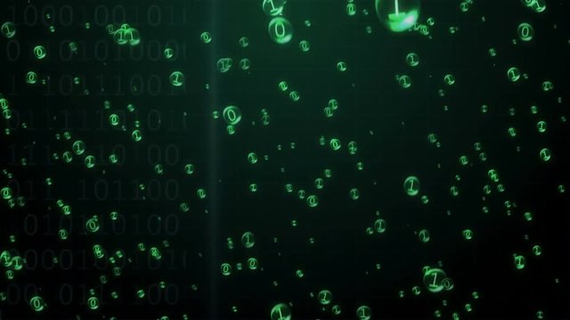 The binary code inside the bubbles rises