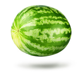 Ripe watermelon isolated on white background. File contains a path to isolation. 