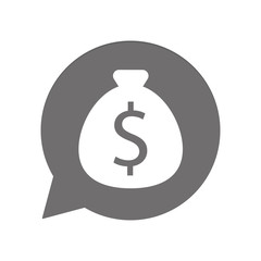Fototapeta premium Graue Sprechblase rund - Geldsack Dollar