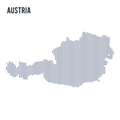 Vector abstract hatched map of Austria with vertical lines isolated on a white background.