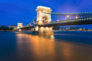 Obraz premium The Famous Szechenyi Chain Bridge in Budapest Hungary