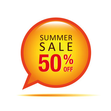 summer sale 50 prozent off sprechblase