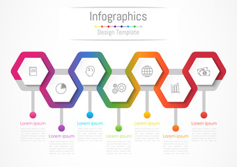 Infographic design elements for your business with 7 options, parts, steps or processes, Vector Illustration.