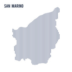 Vector abstract hatched map of San Marino with vertical lines isolated on a white background.