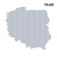 Vector abstract hatched map of Poland with vertical lines isolated on a white background.