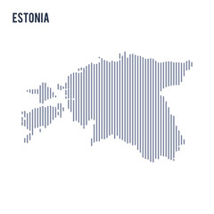 Vector abstract hatched map of Estonia with vertical lines isolated on a white background.