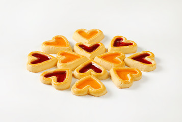 Heart shaped jam cookies