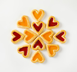 Heart shaped jam cookies