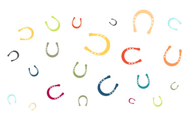 Viele bunte Hufeisen